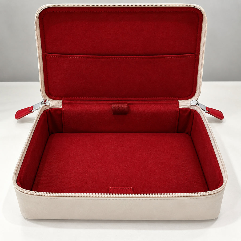 Organizer for Accessories | White Leather Padded Folio