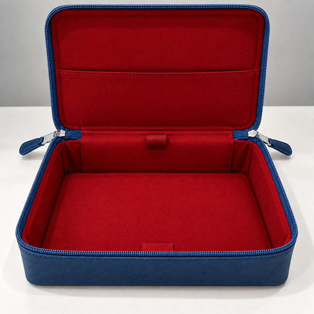 Organizer for Accessories | Blue Leather Padded Folio