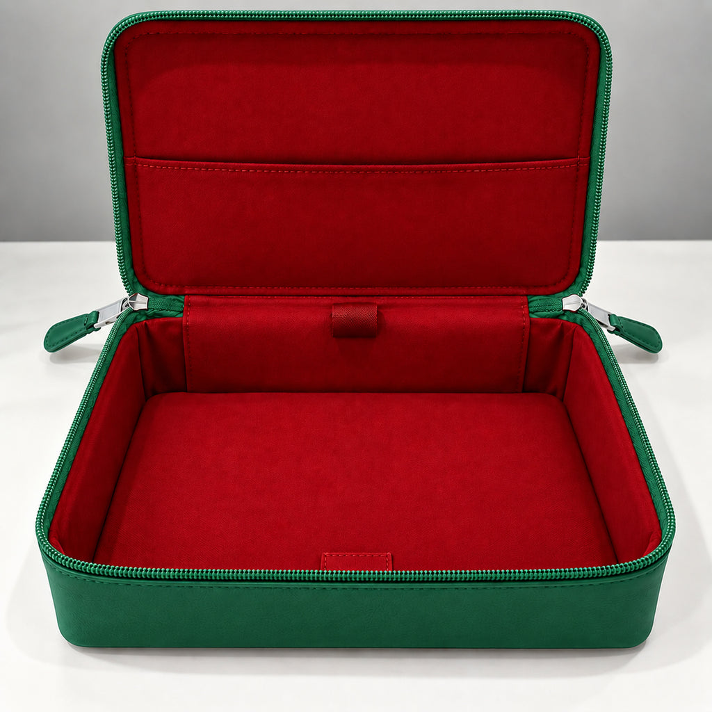 Organizer for Accessories | Green Leather Padded Folio