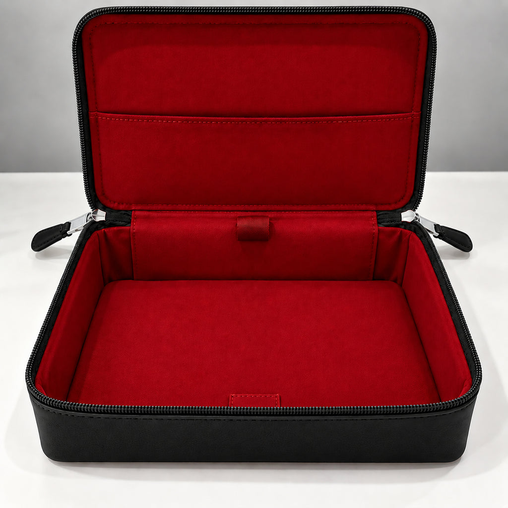 Organizer for Accessories | Black Leather Padded Folio