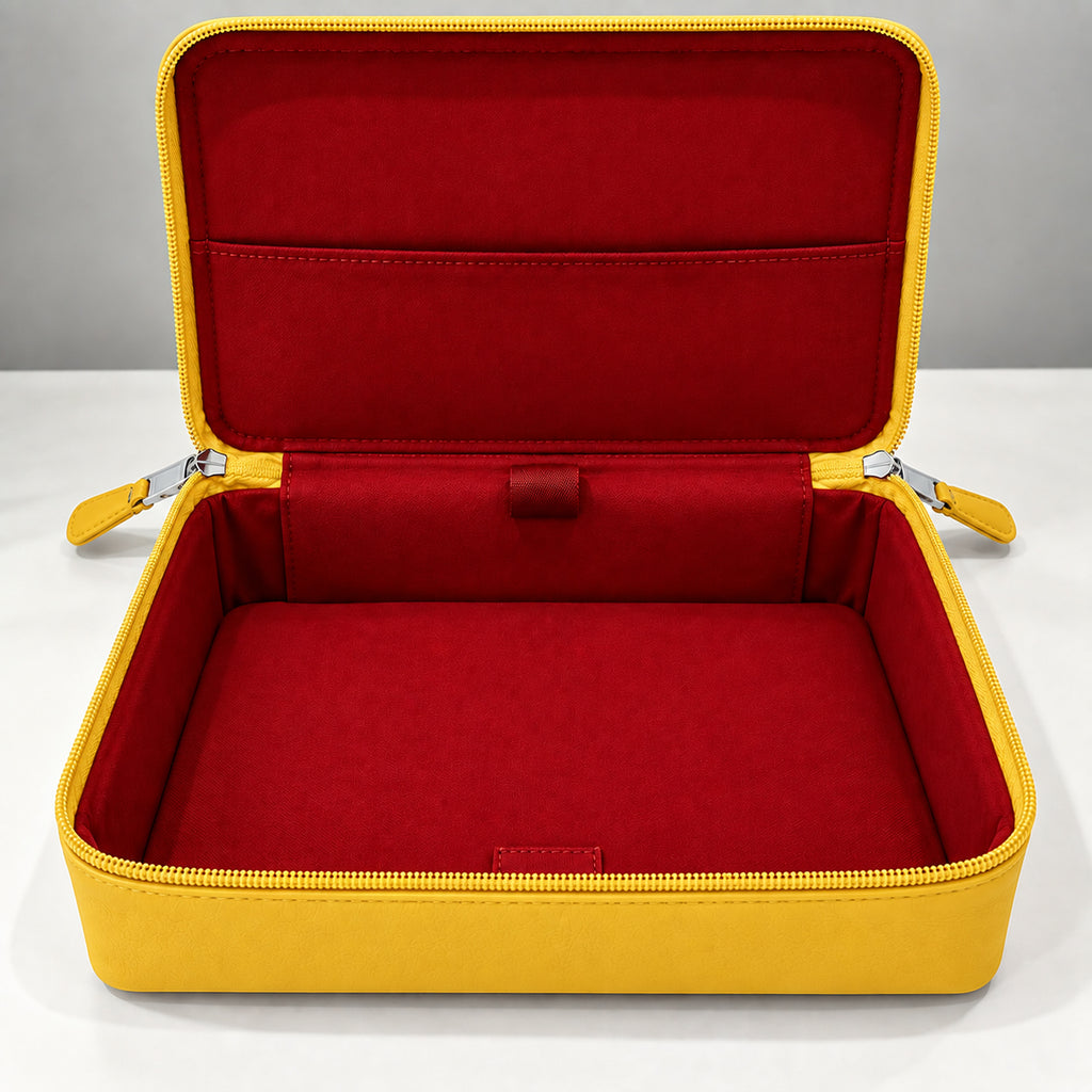 Organizer for Accessories | Yellow Leather Padded Folio