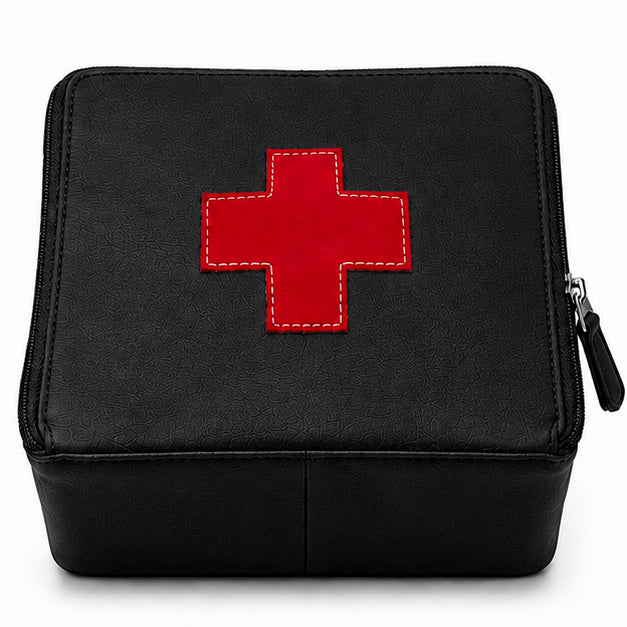 Organizer for Accessories | Black Leather Padded Folio