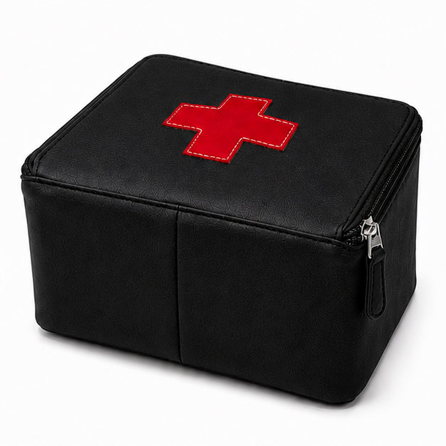 Organizer for Accessories | Black Leather Padded Folio