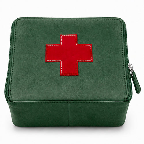 Organizer for Accessories | Green Leather Padded Folio