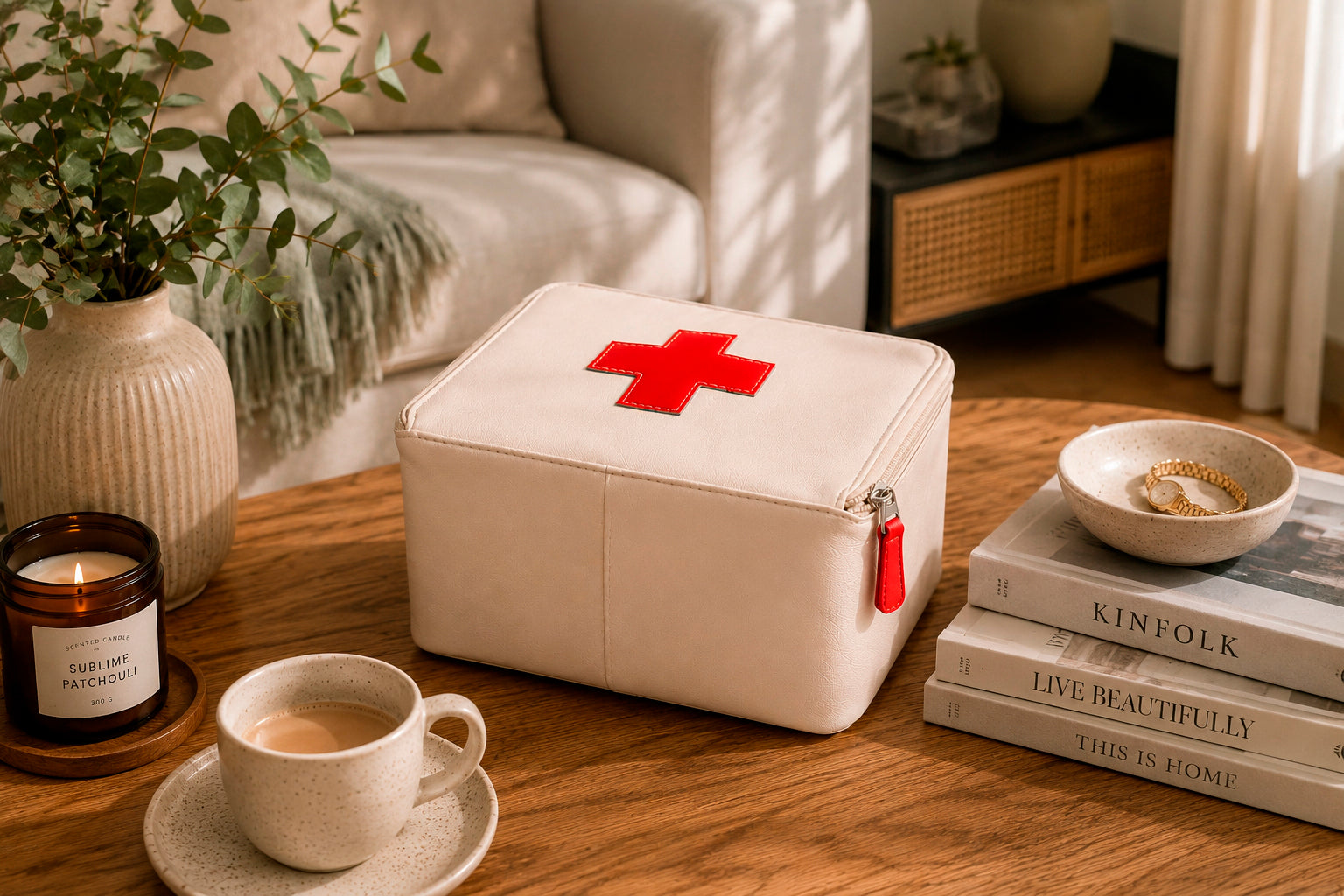 Organizer for Accessories | White Leather Padded Folio