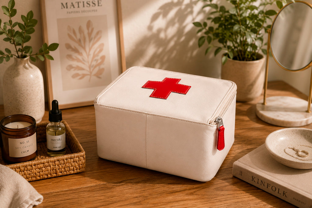 Organizer for Accessories | White Leather Padded Folio