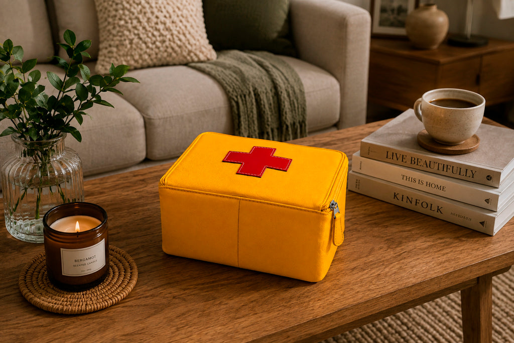 Organizer for Accessories | Yellow Leather Padded Folio