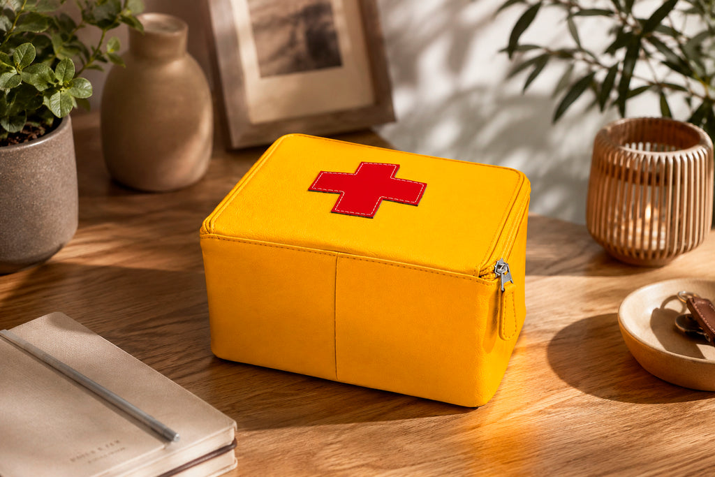 Organizer for Accessories | Yellow Leather Padded Folio