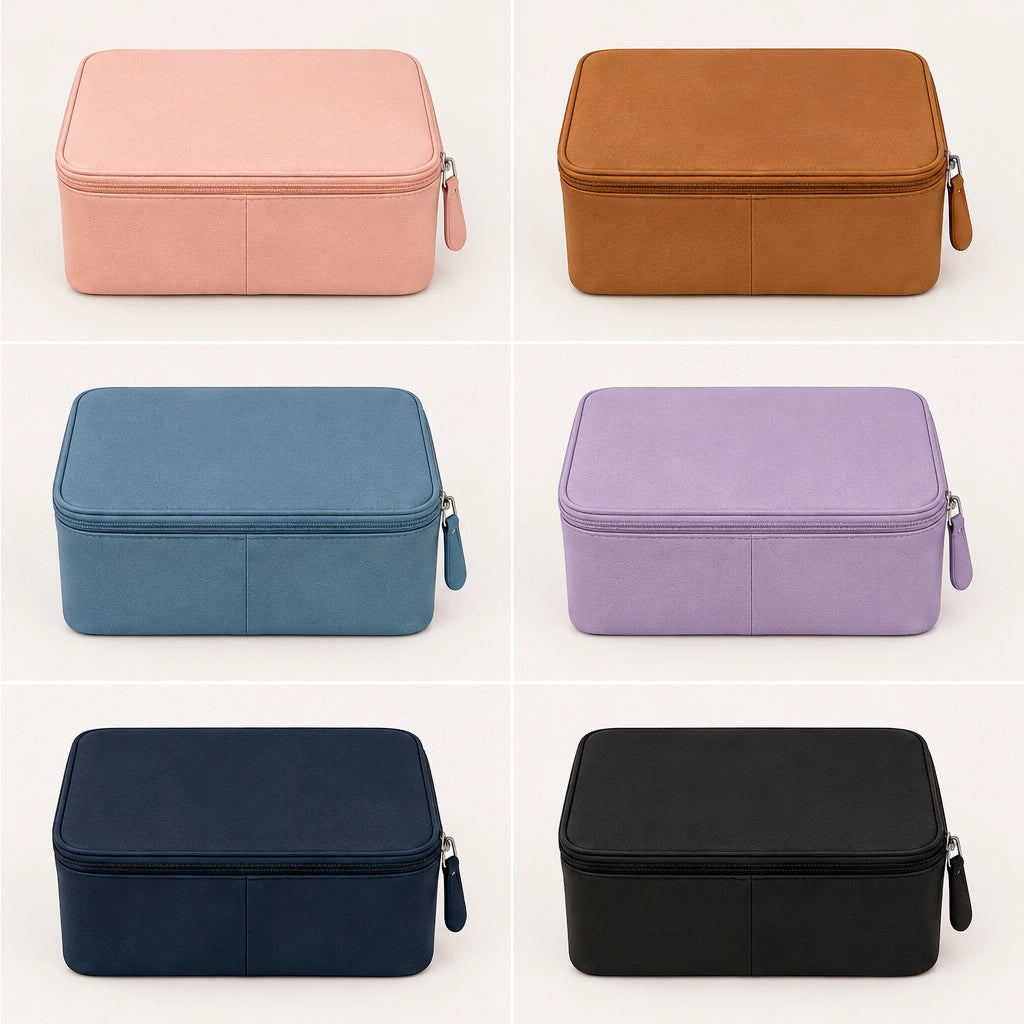 Organizer for Accessories | Black Leather Padded Folio